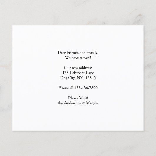 Budget Cute We hebben de 'Dog Moving Announcement' (Achterkant)