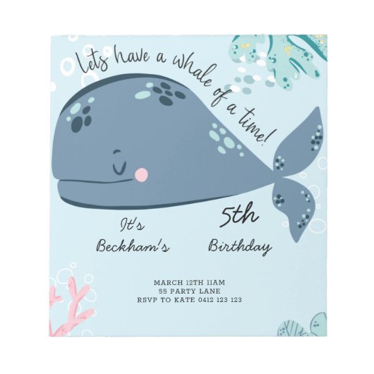 BUDGET Cute "Whale a time" Zee call Notitieblok (Voorkant)