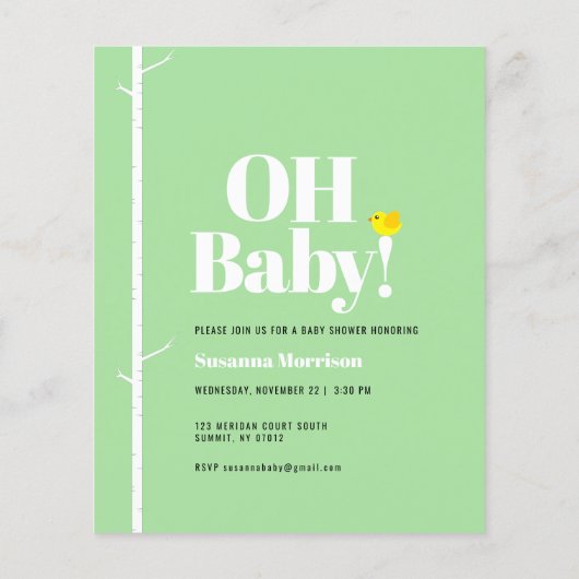 Budget Cute Woodland Forest Rainbow Baby shower (Achterkant)