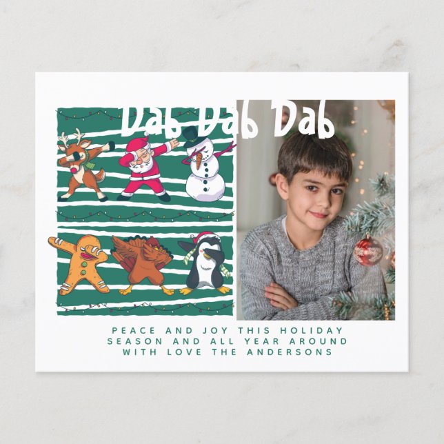 Budget Dabbing Foto Kerst Uitnodigingsbrief (Voorkant)
