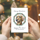 Budget Dachshund Dog Merry Christmas Wreath Kaart