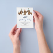 Budget Dachshund Hond 40e Verjaardag Uitnodiging Flyer (Hand)