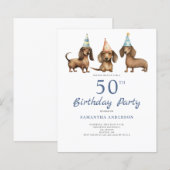 Budget Dachshund Hond 50e Verjaardag Uitnodiging (Voorkant / Achterkant)
