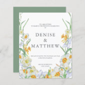Budget Daffodil Wedding Invitation met Basil Back (Voorkant / Achterkant)