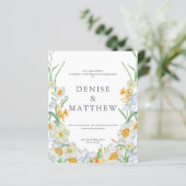 Budget Daffodil Wedding Invitation met Basil Back (Staand voorkant)