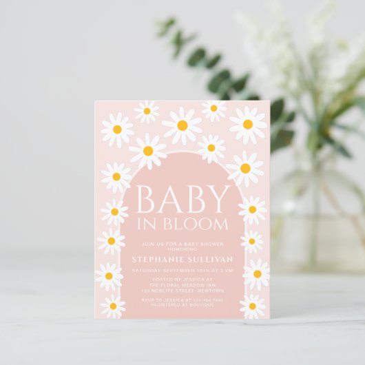 Budget Daisy Baby in Bloom Baby shower Uitnodiging (Staand voorkant)