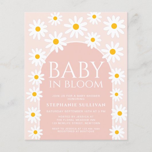 Budget Daisy Baby in Bloom Baby shower Uitnodiging (Voorkant)