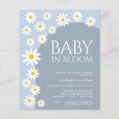 Budget Daisy Baby in Bloom Blue Baby shower Invite (Voorkant)