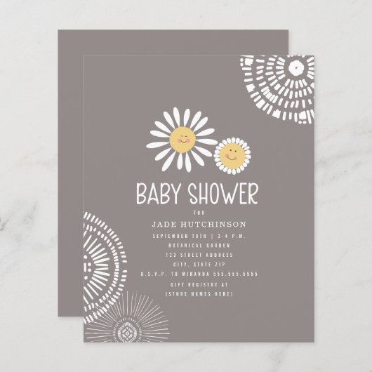 Budget Daisy Boho Baby shower (Voorkant / Achterkant)