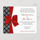 Budget Damask Black Red Wedding Uitnodiging (Voorkant)
