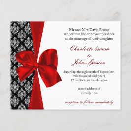 Budget Damask Black Red Wedding Uitnodiging