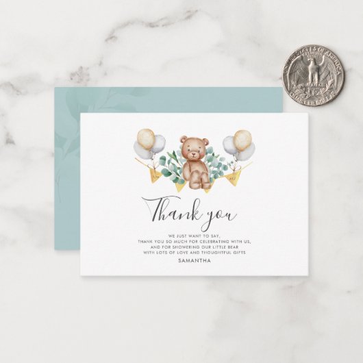 Budget Dank u Beer Baby shower Woodland Notitiekaartje (Voorkant / Achterkant in situ)