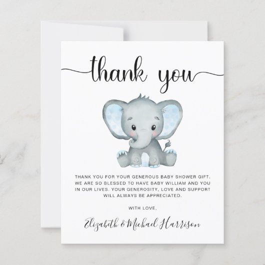 Budget Dank u Blauw Elephant Baby shower (Voorkant)