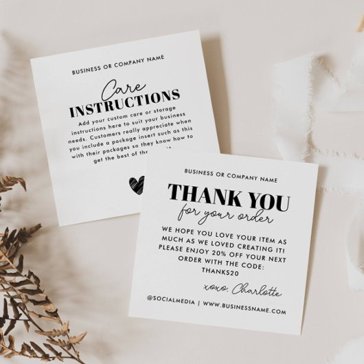 Budget Dank u Hartverzorging Instructie Business Vierkante Visitekaartje