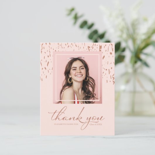 Budget Dank u Kaart Confetti Afstuderen Foto (Staand voorkant)