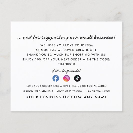 Budget Dank u om Business Package Insert te bestel (Achterkant)