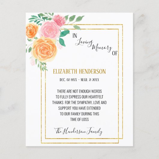 Budget/Dank u voor uw sympathie. Flyer (Voorkant)