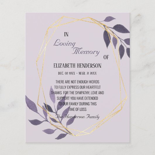 Budget/Dank u voor uw sympathie. Flyer (Voorkant)