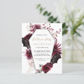 Budget Dark Floral Burgundy Halloween Party Invite (Staand voorkant)