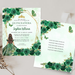 Budget Dark Green Gold Prinses Quinceañera