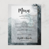 Budget Dark Marble Wedding Menu Flyer (Voorkant)