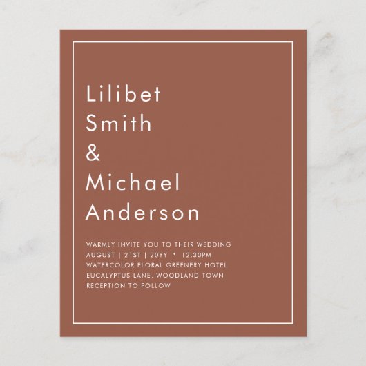 BUDGET Dark Terracotta Monochrome Weddenschap (Voorkant)