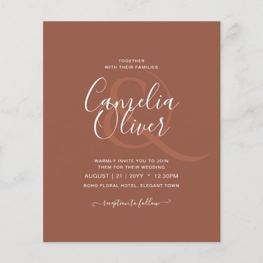 BUDGET Dark Terracotta Monochrome Weddenschap Flyer (Voorkant)