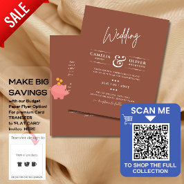 BUDGET Dark Terracotta Monochrome Weddenschap Flyer