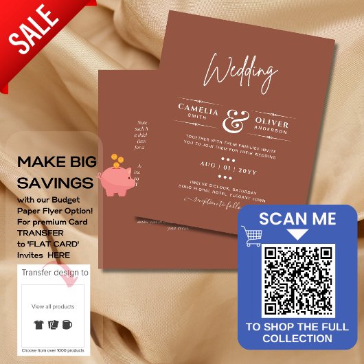 BUDGET Dark Terracotta Monochrome Weddenschap Flyer