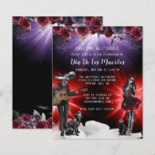Budget Day of the Dead Floral Invitation (Voorkant / Achterkant)
