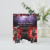 Budget Day of the Dead Floral Invitation (Staand voorkant)