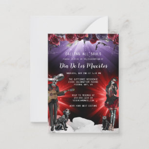 Budget Day of the Dead Floral Invitation Notitiekaartje