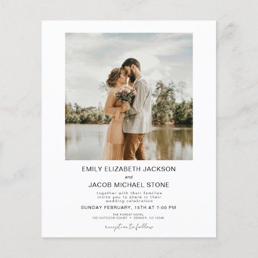 Budget De bruiloft Elegant Minimalistisch Modern (Achterkant)