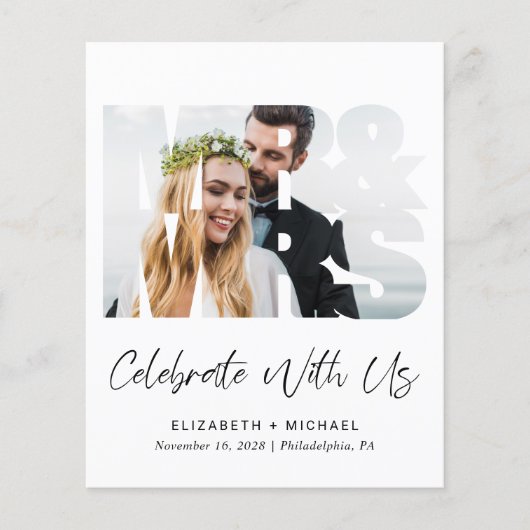 Budget de heer Mrs Wedding Photo Reception Invitat (Voorkant)