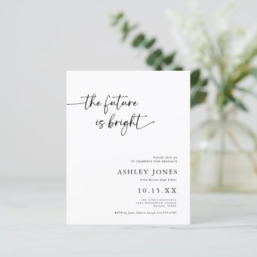 BUDGET De toekomst is zonnig Afstuderen uitnodigen (Staand voorkant)