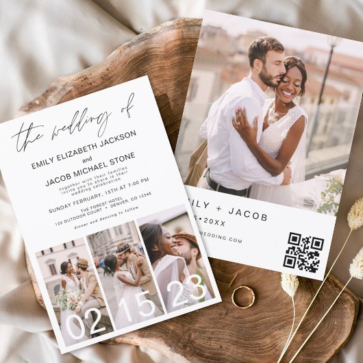 Budget De Trouwdag van Foto QR-code Elegant Flyer