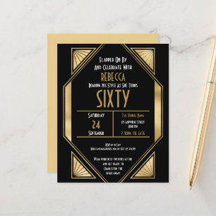 Budget Deco 60th Birthday Gold Black Uitnodiging