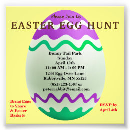 Budget Decorative Egg Easter Hunt Invitation Foto Afdruk