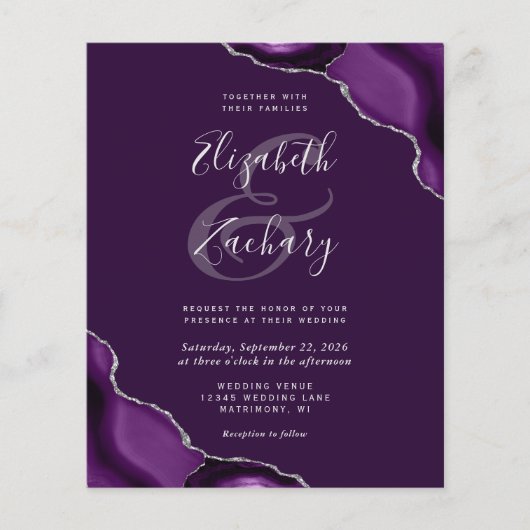 Budget Deep Paarse Silver Agate Corners Weddenscha (Voorkant)