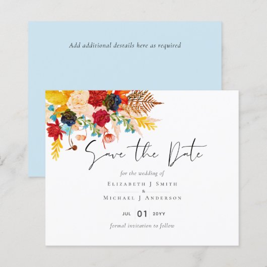 Budget Deep Red Blue Teal Kaneel Bewaar de datum (Voorkant / Achterkant)