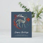 Budget Deer Wreater Nordic Business Holiday Card (Staand voorkant)