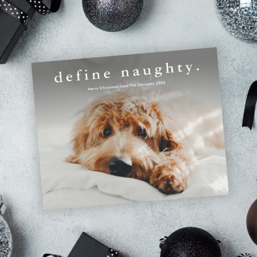 Budget Define Naughty Funny Pet Kerstmis Kaart