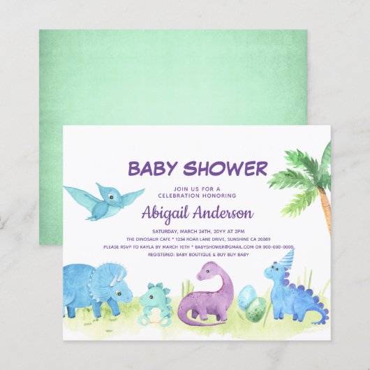 Budget deinosaur Cute Baby shower (Voorkant / Achterkant)