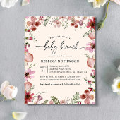 Budget Delicate Pink Floral Baby Brunch Uitnodigin