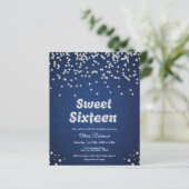 Budget Denim Sweet Sixteen 16e verjaardag Uitnodig (Staand voorkant)