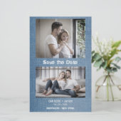 Budget Denim Texture Trendy Engaged Romantic Foto (Staand voorkant)