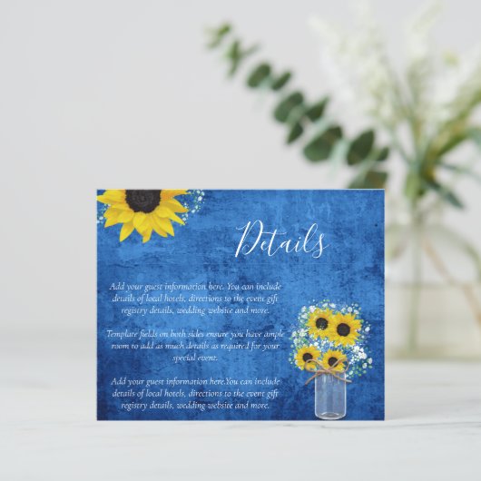 BUDGET Details Bijlage Rustieke Zonnebloem Bruilof (Staand voorkant)