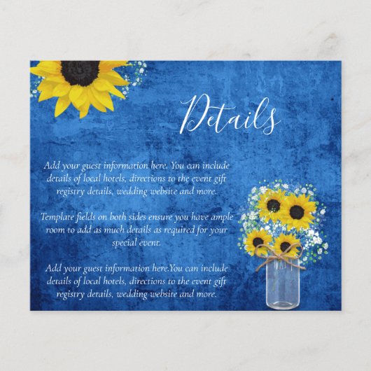BUDGET Details Bijlage Rustieke Zonnebloem Bruilof (Voorkant)