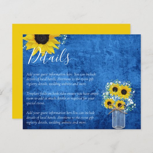 BUDGET Details Rustieke Zonnebloem Bruiloft Enclos (Voorkant / Achterkant)