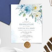 Budget Deusty Blue Floral Dedication Invitation